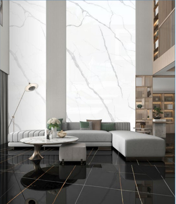 Snow White Polished Living Room Tiles Ceramic Wooden Floor Slate 1600*2700mm